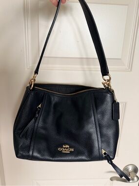 Coach Black Pebbled Leather Shoulder Bag with Gold Hardware